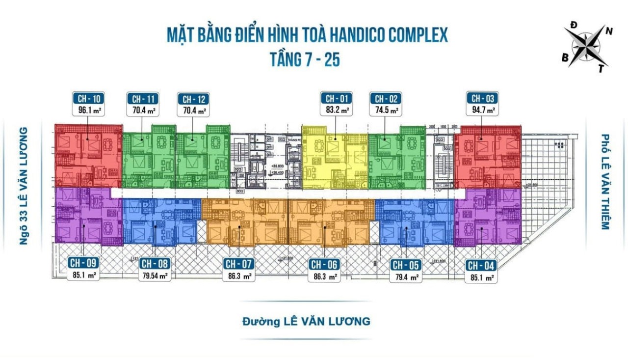 Mặt bằng tầng điển hình chung cư Handico Complex